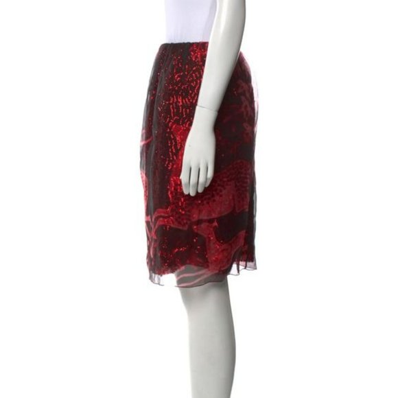 Lanvin silk deer runway skirt, red sequin, S - Picture 4 of 6